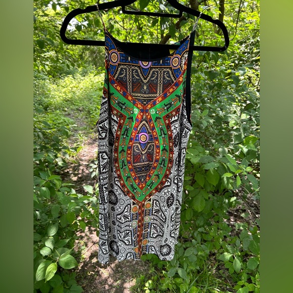 FARM rio mini abstract print dress open back with buttons on top multi color sm - Picture 4 of 11